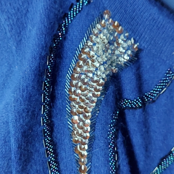 Cee Gee By Sue Wong Vintage Cobalt Blue Lambswool Blend Sweater Dress - Picture 8 of 14